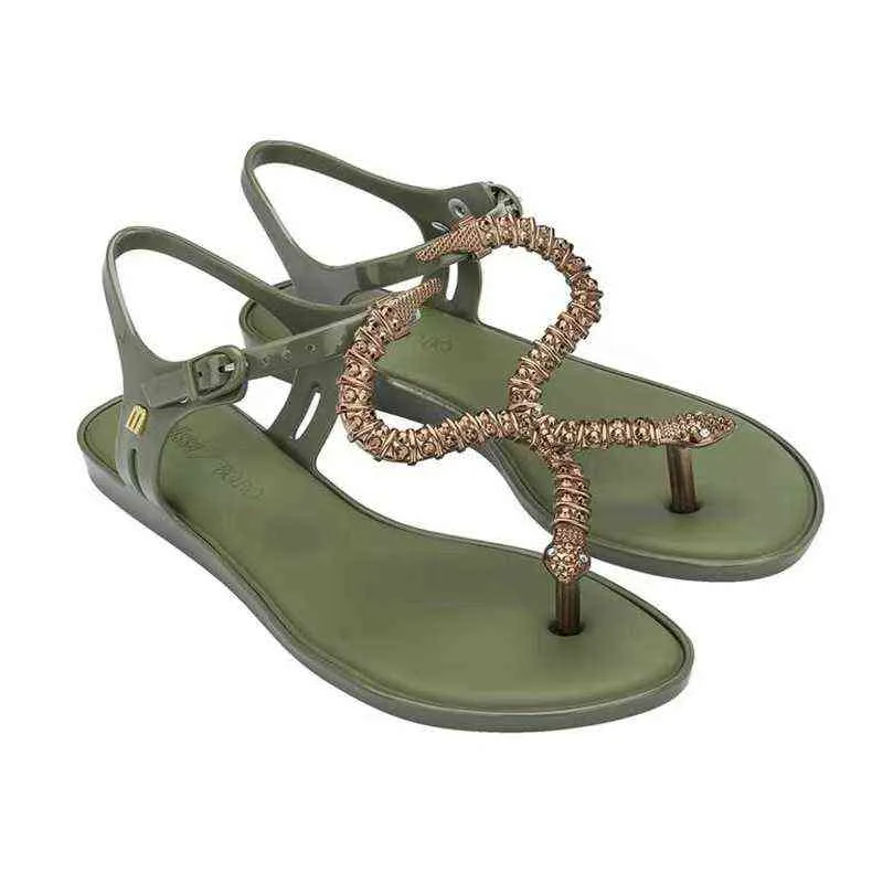 Sandales Nouveau 2022 Melissa Brésilien Gelée Chaussures Femmes Mode Plat S Serpent style Romain Fille Femme Plage Sandale Casual Wear SM084 220121