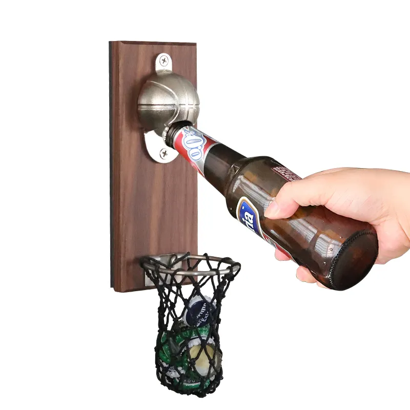 Ouvre-bouteille de basket-ball créatif avec poche murale, ouvre-bouteille de vin, aimant pour cuisine, gadget, bar, outils de réfrigérateur 201223