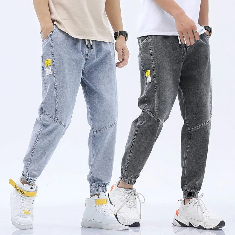 hot style trendy men's jeans men's loose trendy brand harem cropped trousers all-match Korean casual pants 201117