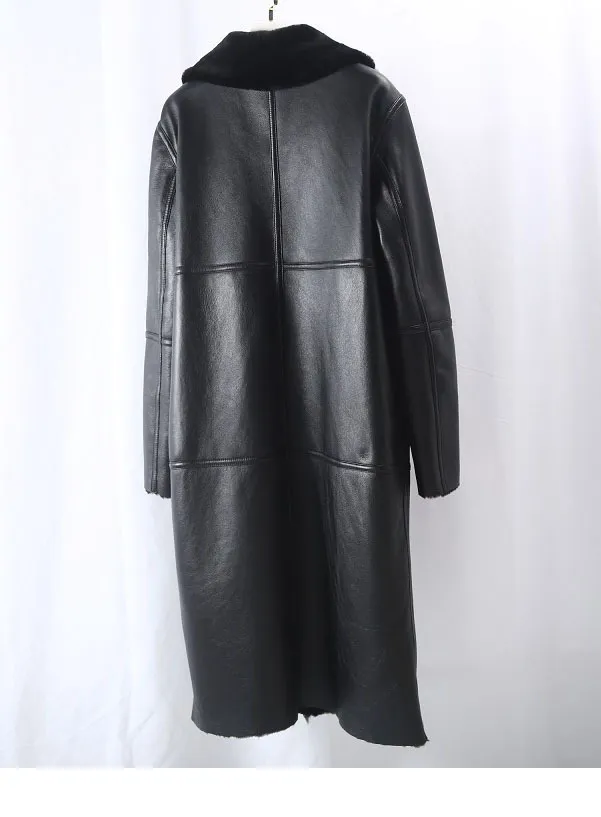 OFTBUY Nouveau Luxe Véritable Manteau De Fourrure Veste D'hiver Femmes En Cuir Véritable Double Face Fourrure Mérinos Fourrure De Mouton Survêtement Streetwear 201016