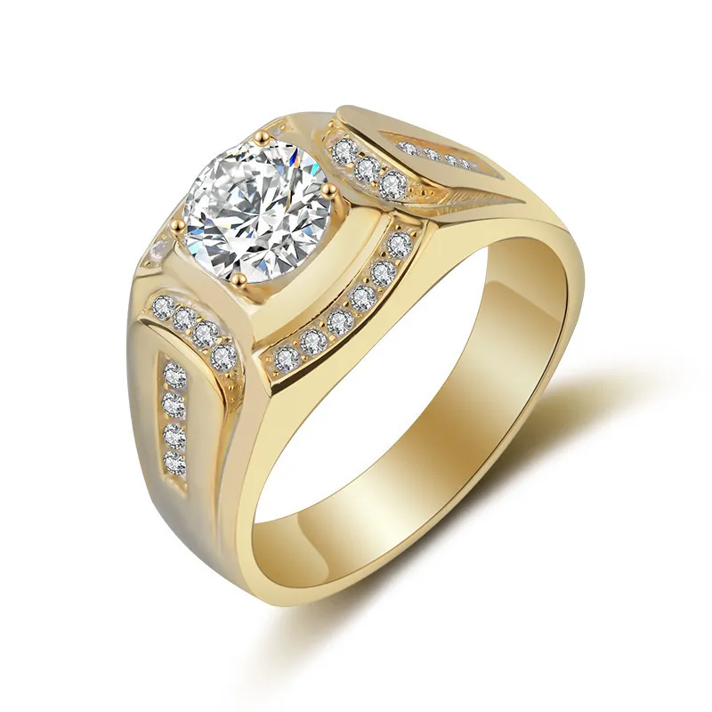 Acessórios explosivos anel dominador homens de negócios imitação anel de ouro 18k branco banhado a ouro anel de diamante fornecimento312y