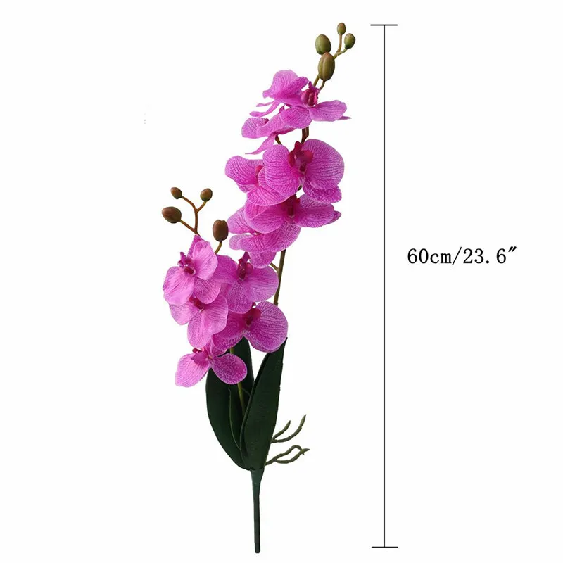 JAROWN Artificial Flower Real Touch 2 Branch Orchid Flowers with Leaves Latex Wedding Decoration Flores (3)