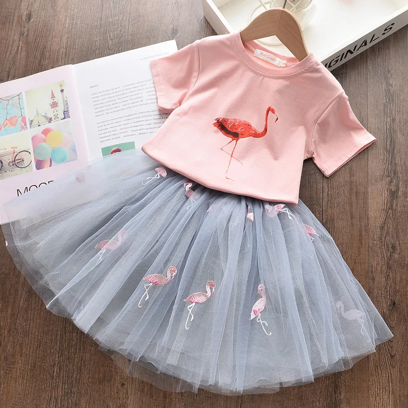 Bear Leader 2020 New Summer Kids Girls Clothes Set Fruit Parrten Short T-shirt + Bow Ball Gown Dress Set di abbigliamento 3-7Y LJ200916