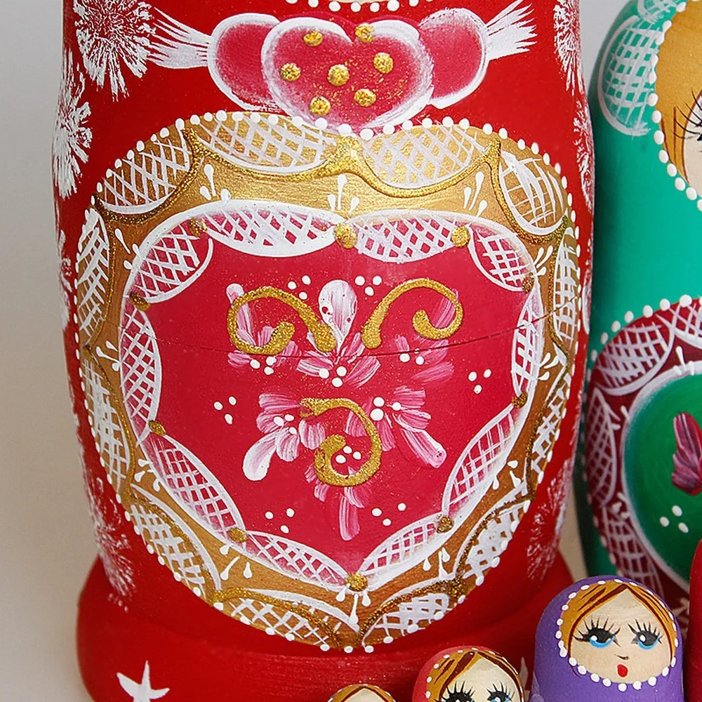 10 lager trä ryska nestande dockor matryoshka hem dekor ornamentsgåva ryska dockor baby julklappar till barn födelsedag z0123