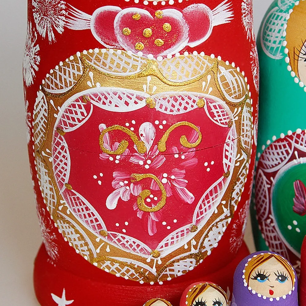 10 Layers Wooden Russian Nesting Dolls Matryoshka Home Decor Ornaments Gift Russian Dolls Baby Christmas Gifts for Kids Birthday Z0123