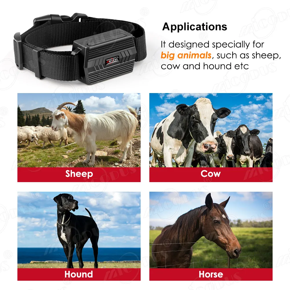 Nyaste Micodus GPS Hund Real Timetracking Device ML935 för hästkohund 3000mAh mikrofonhund GPS Tracker Geo-Fence Gratis App Car