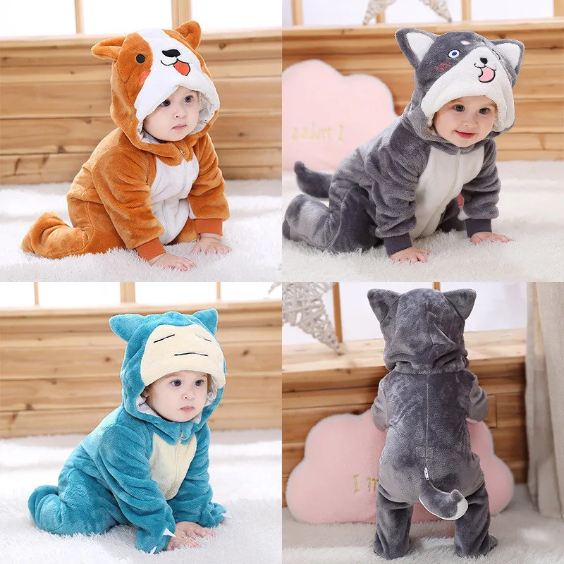 Saileroadかわいいハスキー犬Kigurumi Baby Kids Cartoon Animal Cosplay Costume Wart Soft Flannel Onesieかわいい犬パジャマボディスーツF15845439