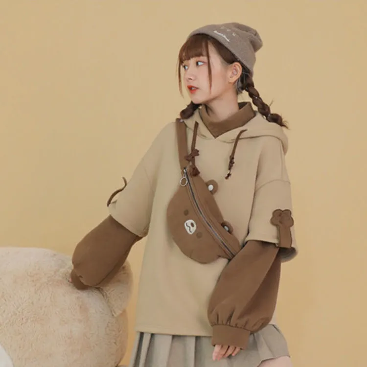 Harajuku ästhetische Bär Anime Hoodie Frauen koreanische Kawaii Crewneck Langarm übergroße Streetwear Kpop Y2K Winter Kleidung Tops 220811