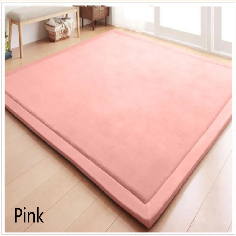 Modern solid color thick carpet living room sofa coffee table mat children crawling tatami bed baby shatterresistant Y200417