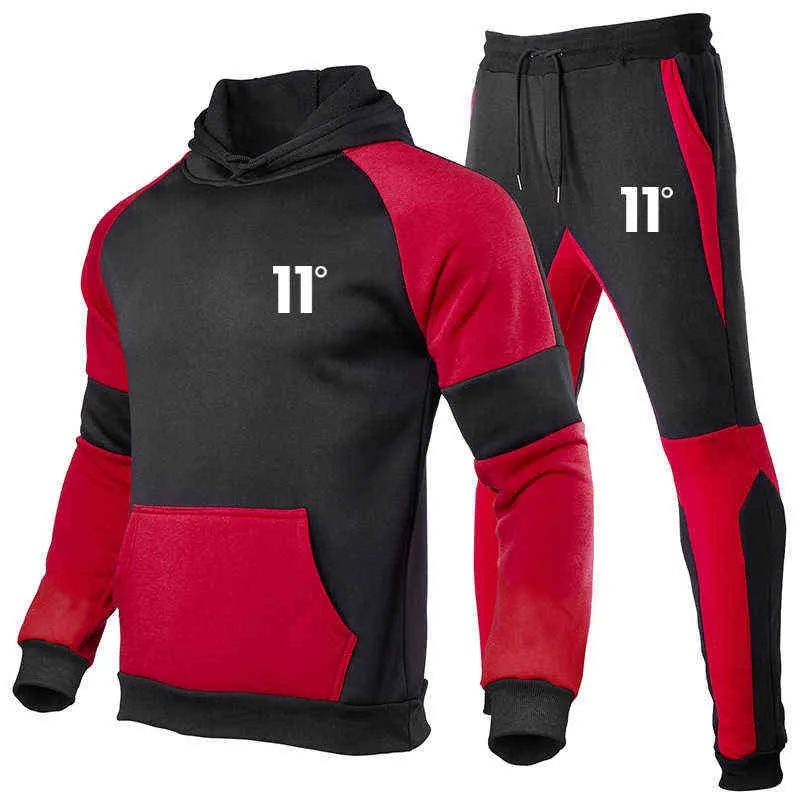 Trend Men's Clothing Outdoor Sport Set Man Casual tröja Outwear Suit Hip-Hop Hoodie för att köra träning Fitness 220107