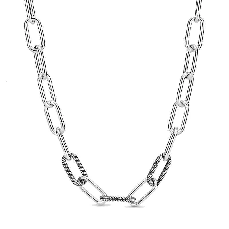 Collana scorrevole con catena a forma di serpente in argento sterling 925 con perline a nodo infinito grosso gioielli fai da te con fascino popolare260P