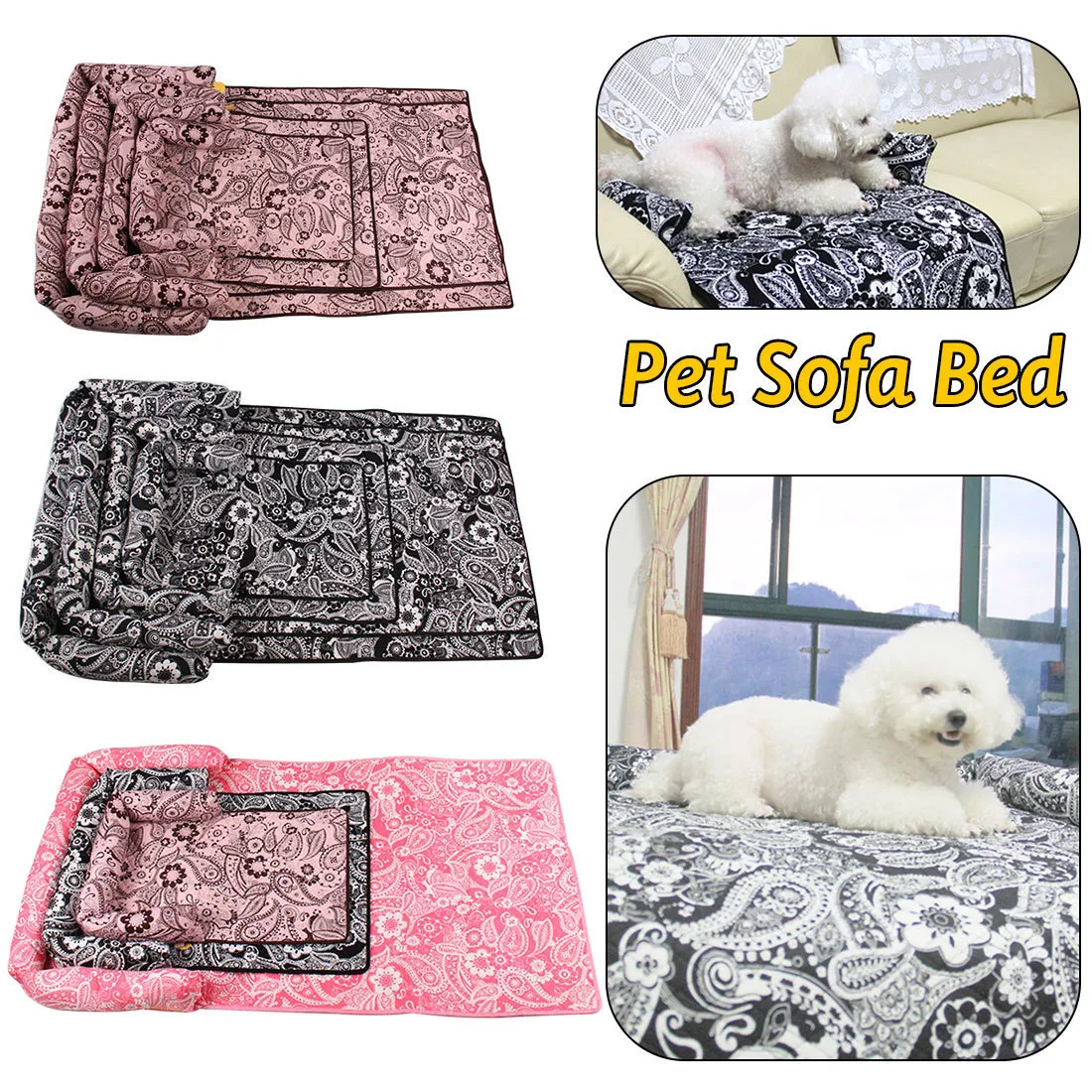 Camas para mascotas Sleep Warm Soft Sofás Manta para cachorros Cojín para silla Estampado floral Multifunción Dog Cat Mats Pet Car Seat Cover Sofá Mats 201126