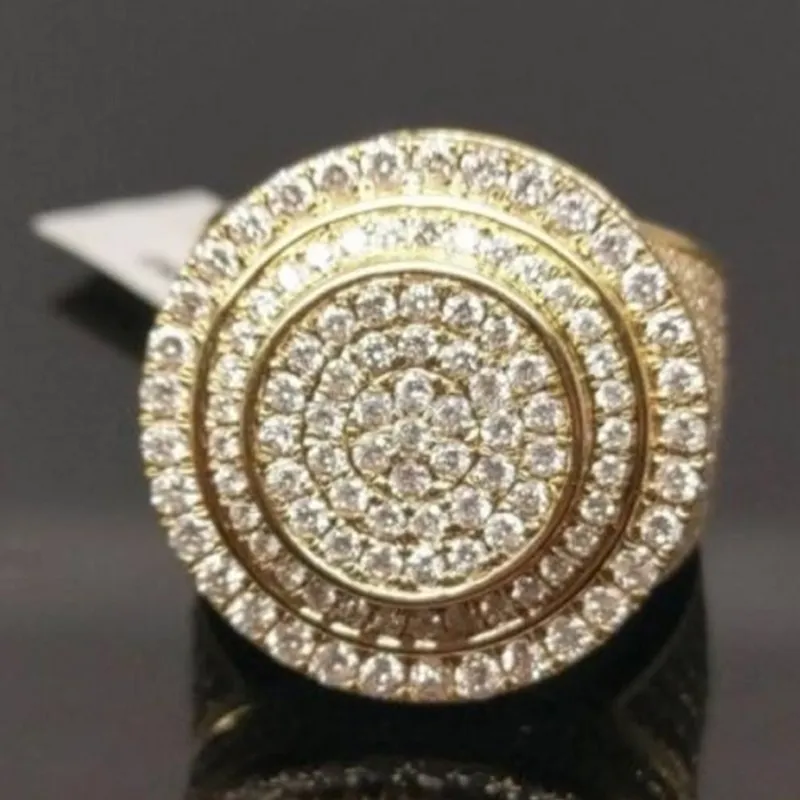 Novo anel de diamante banhado a ouro para homens moda anéis de negócios homens anéis de noivado joias de mão Whole279Z