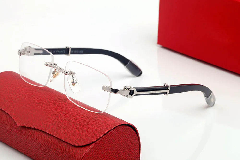 Дизайнерские солнцезащитные очки Мужские женские поляризационные очки с защитой от ультрафиолета Квадратные очки без оправы из золотого сплава Солнцезащитные очки с рогом буйвола для Wo249c
