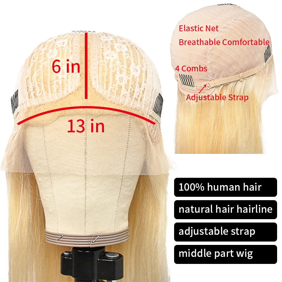 613 Frontal Wig Brezilya düz dantel ön insan saç perukları siyah kadınlar için bal sarışın vücut dalgası 30 inç t parça dantel front7083959