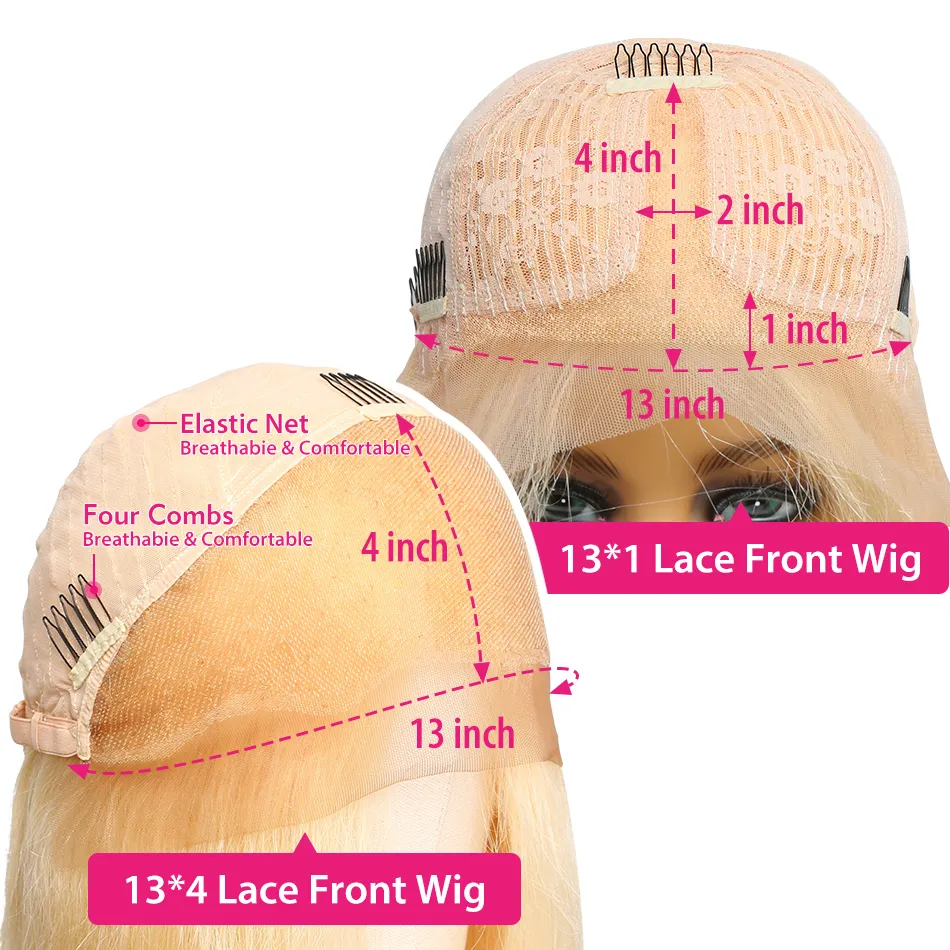 Blond spetsfront peruk mänskliga hår peruker före plockad brasiliansk rak 13x1 djup del 613 honung blond färg hd spets frontala wig69378082071