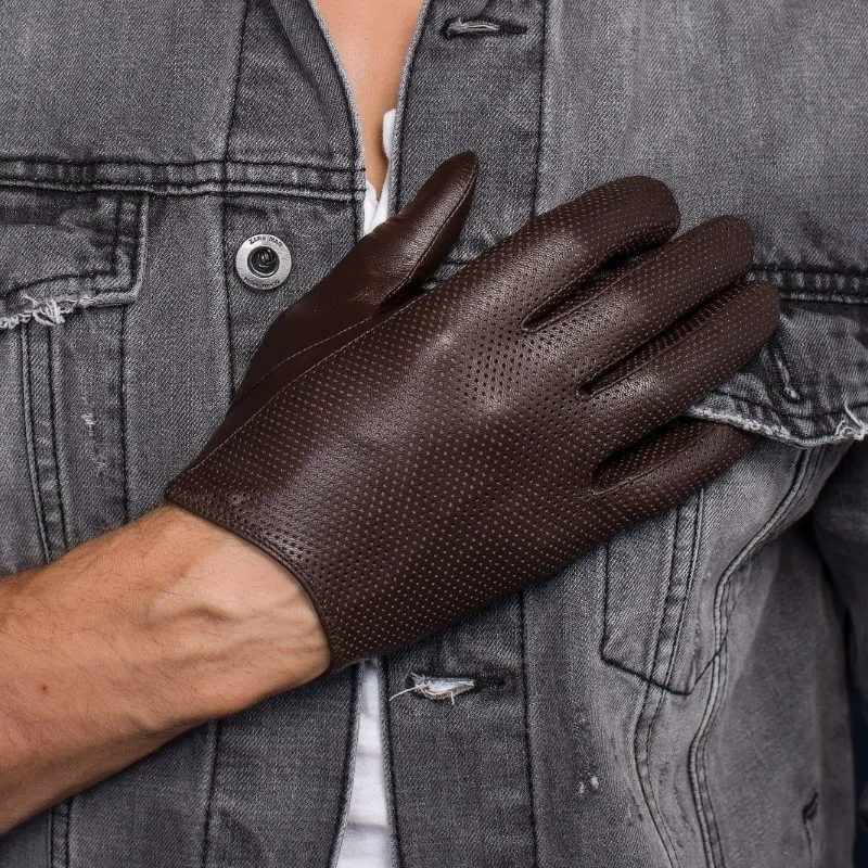 Men039s Тонкие перчатки из натуральной кожи Мужские дышащие мягкие модные классические осенние перчатки из козьей кожи без подкладки с сенсорным экраном1909346