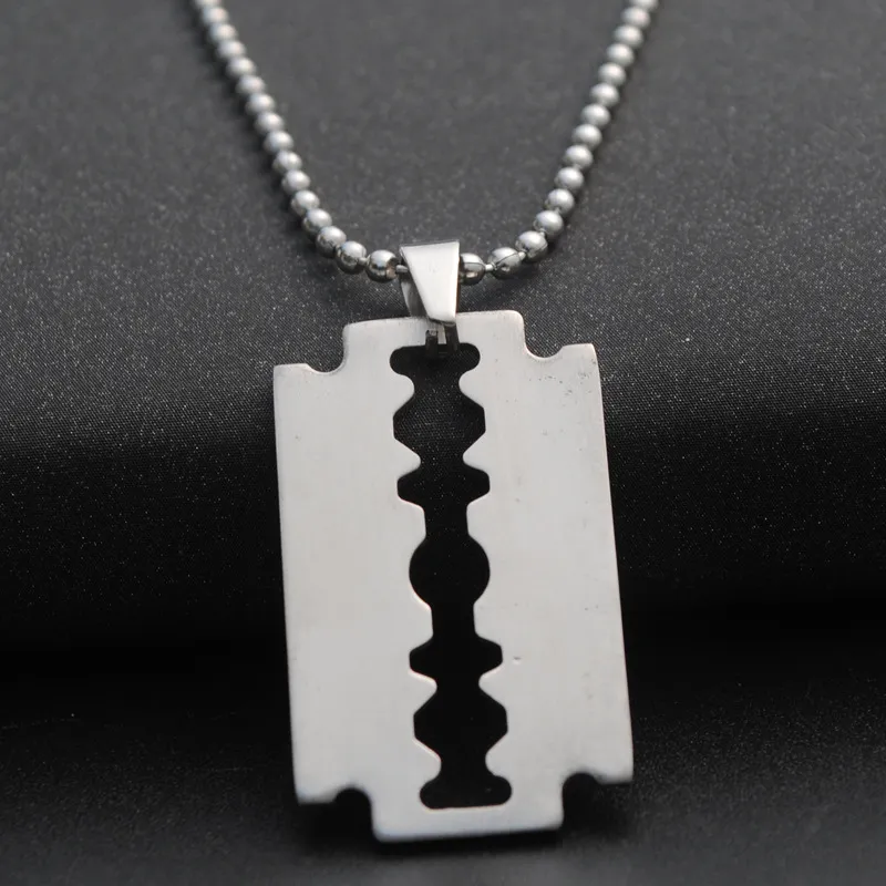 Titanium Steel Fashion Razor Blades Pendant Necklaces Punk Rock Men Jewelry Cool Shaver Necklace for Party Gift307z