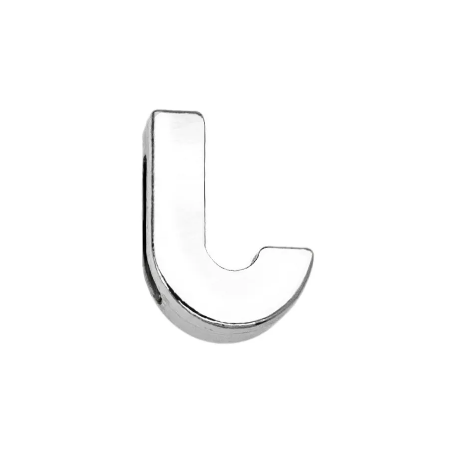 10mm Plain Slide lettre A-Z couleur argent chrome bricolage charmes alphabet anglais adapté pour 10MM bracelet en cuir porte-clés317C