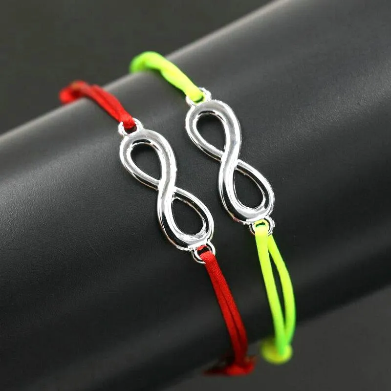 Bracelets de charme BPPCCR / set Lucky Digital 8 Infinity Corde Rouge Corde Fil Tresse Lignes Colorées Femmes Amoureux Pulseira Bijoux240C