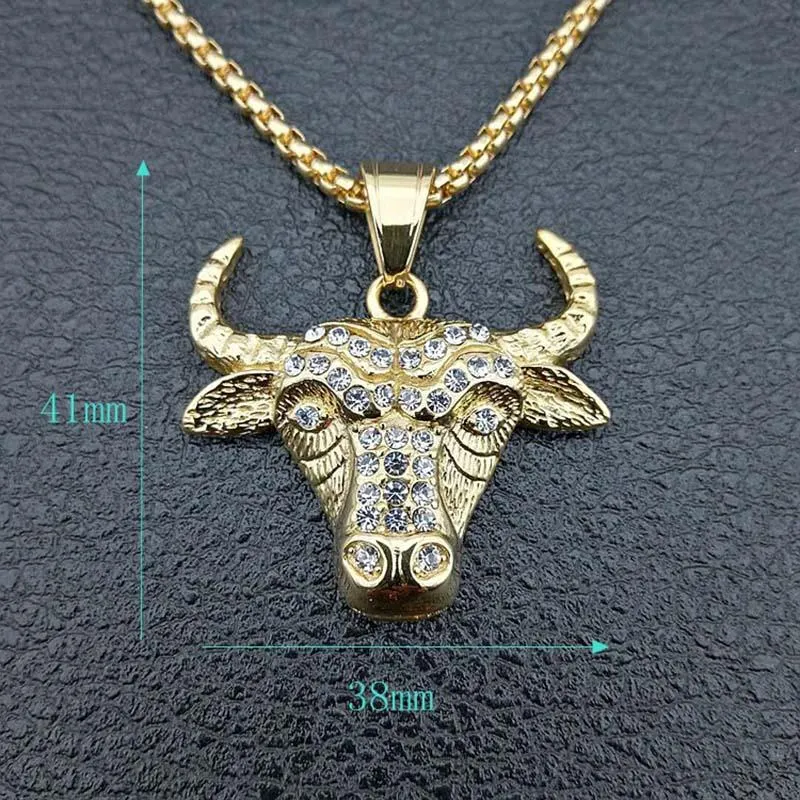 Hip Hop Hop Style Bull Head Tau Pendants Collane uomini Oro Colore Gold 316L in acciaio inossidabile Personalità Gioielli Gift292M292M