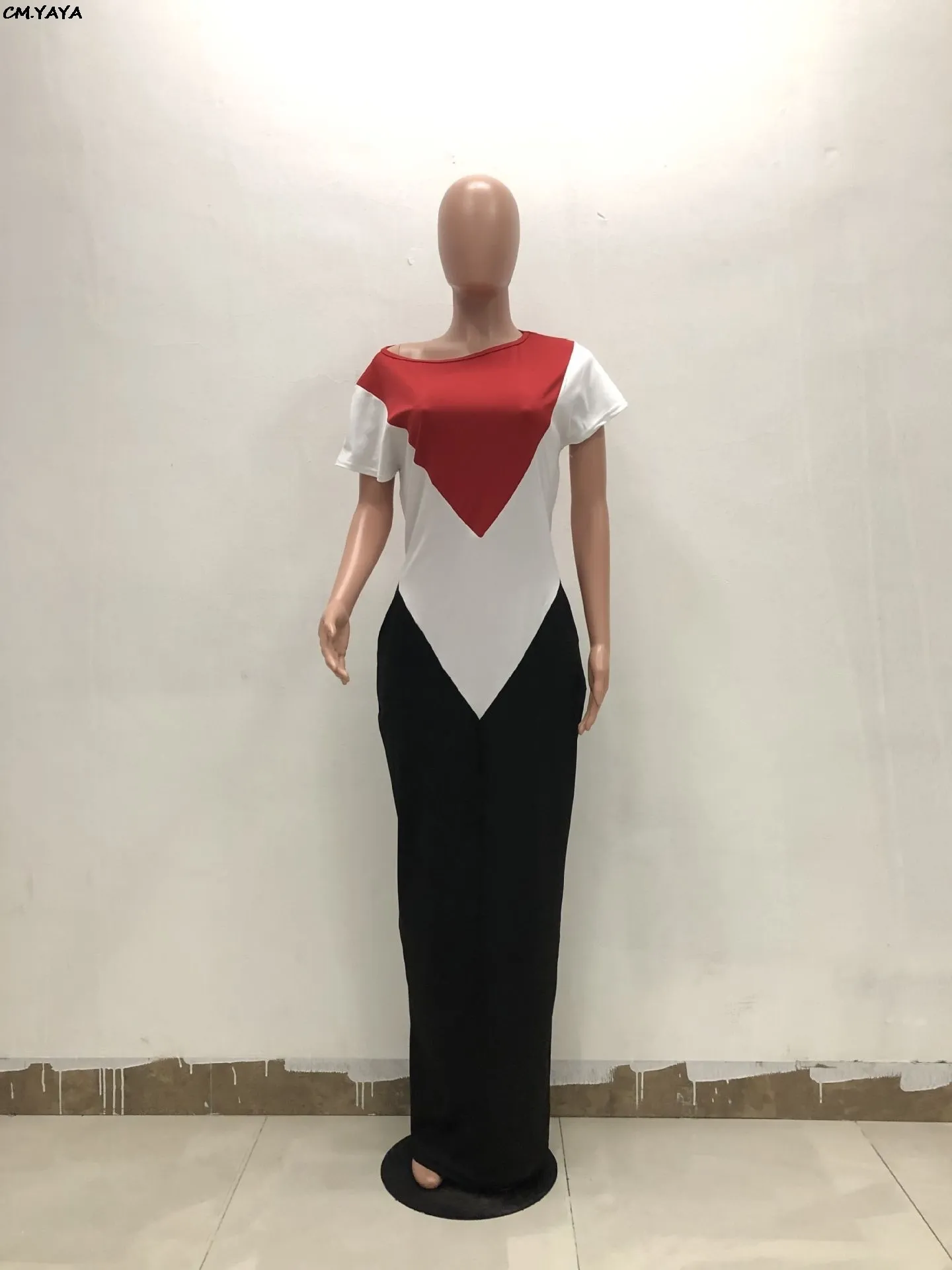Vrouwen nieuwe off -schouder splitsen korte mouw slanke losse maxi jurk actieve slijtage casual lange modejurken Vestidos LJ200818