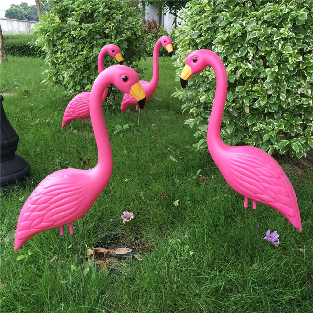 4er-Pack realistische große rosa Flamingo-Gartendekoration, Rasenkunst, Ornament, Heimhandwerk, T2001172261