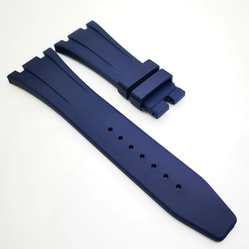 Pulseira de relógio com fecho Rbber azul de 27 mm 18 mm Faixa para Royal Oak 39 mm 41 mm modelo 15400 15300285R