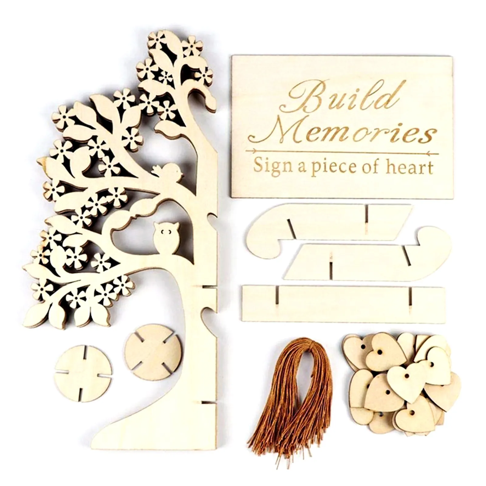 Livro de convidados de casamento rústico Convidado Visite Signature Tree Convidando Livro de Wooden Hearts Ornamentos