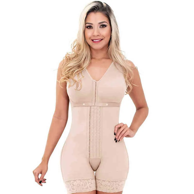 Bout à bout minceur Shapewear corps complet Shaper post liposuccion ceinture Corset ventre contrôle Faja taille ouverte entrejambe ferme 220104