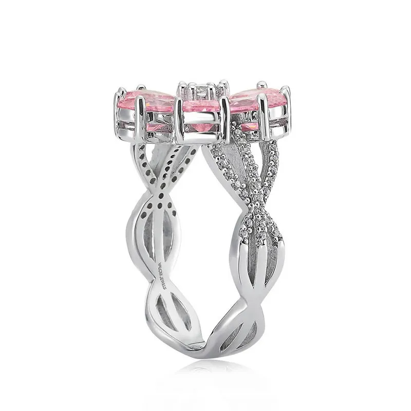 Valori Jewels Magnolienblüten-Ring, 2 Karat Zirkon, rosa Birnen-Edelstein, rhodiniert, 925er Silber, edler Schmuck 220216