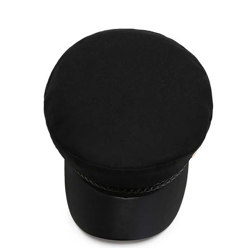 Sun Casual Military Caps Woman Cotton Beret Flat Hats Captain Cap Trucker Vintage Black Sport Dad Bone Male Women's leather hat
