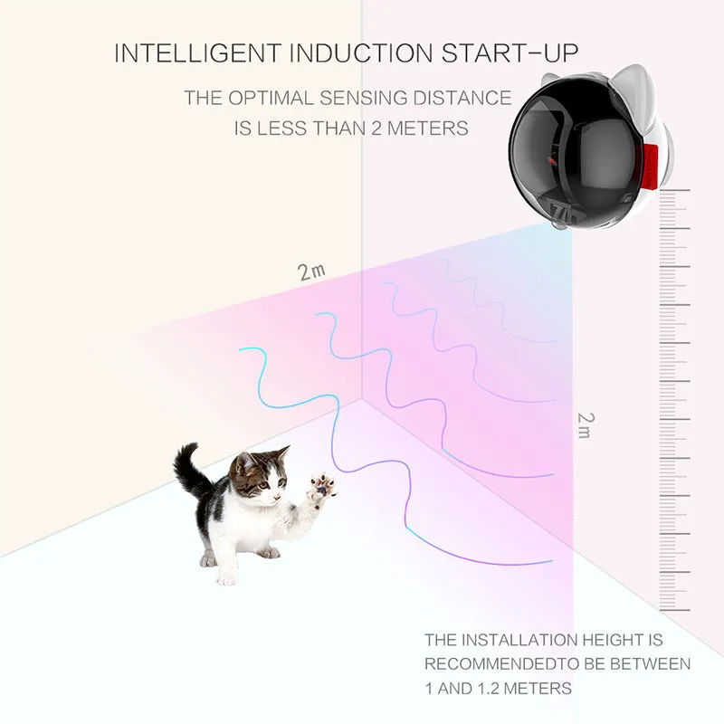 電気キャットグッズスマートレーザーの自動犬LED USBライトボールキャットレーザー玩具ペットレーザー猫からのおもちゃデバイス充電式LJ201125