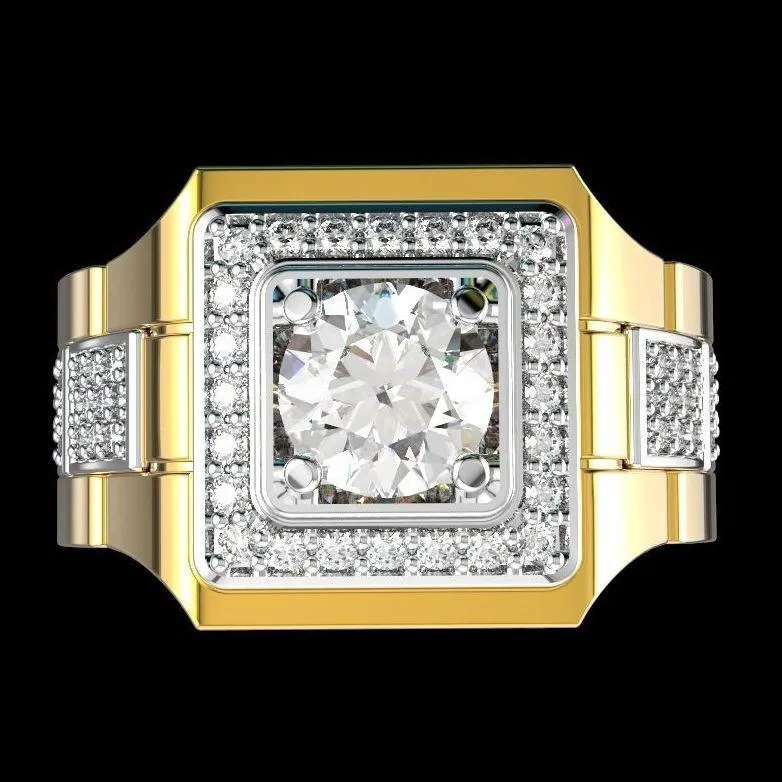 Luxo 14k ouro branco anel de diamante para homens moda bijoux femme jóias pedras preciosas naturais bague homme anel de diamante males266v