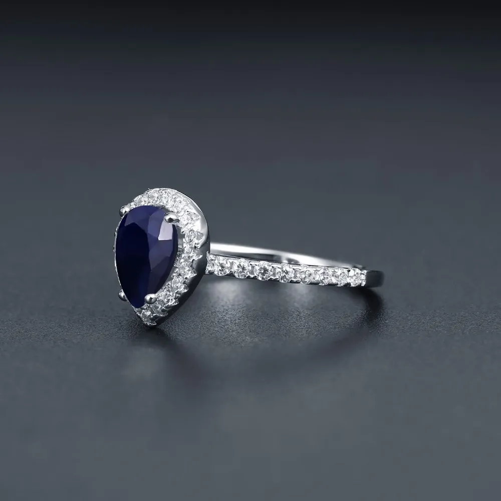 Balet klejnot 1 29CT Natural Blue Sapphire Pierścień do kamienia szlachetnego dla kobiet 925 Srebrny Srebrny Klasyczne obrączki