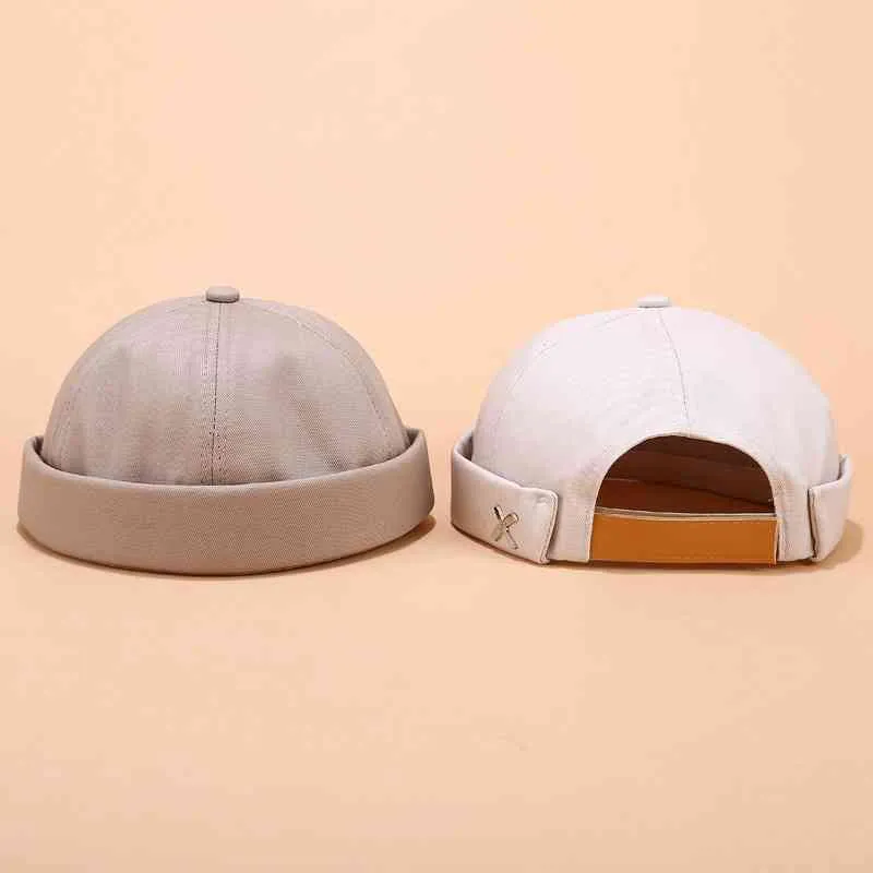 Retro Brimless cap Skullcap Adjustable Landlord Breathable Beanie Sailor Cap Vintage Hip Hop Men Caps Hat with Letter X