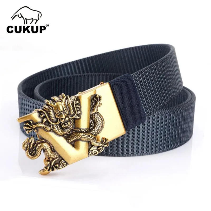 CUKUP Unique Design V Mönster Buckles Metal Men's Good Quality Nylon Canvas Belts Men Tillbehör 3 5 cm Bredd CBCK266302T