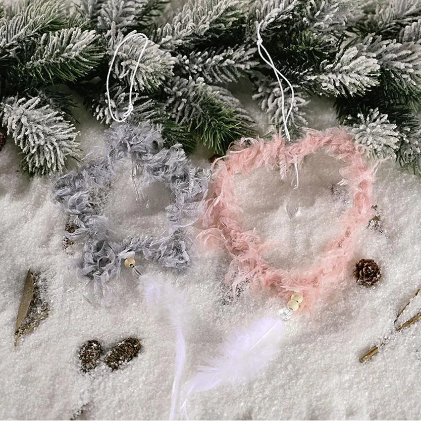 Decorazioni natalizie appeso ornamento ornamento creativo piuma stella cuore albero appeso pendente decorazioni shippin libero all'ingrosso