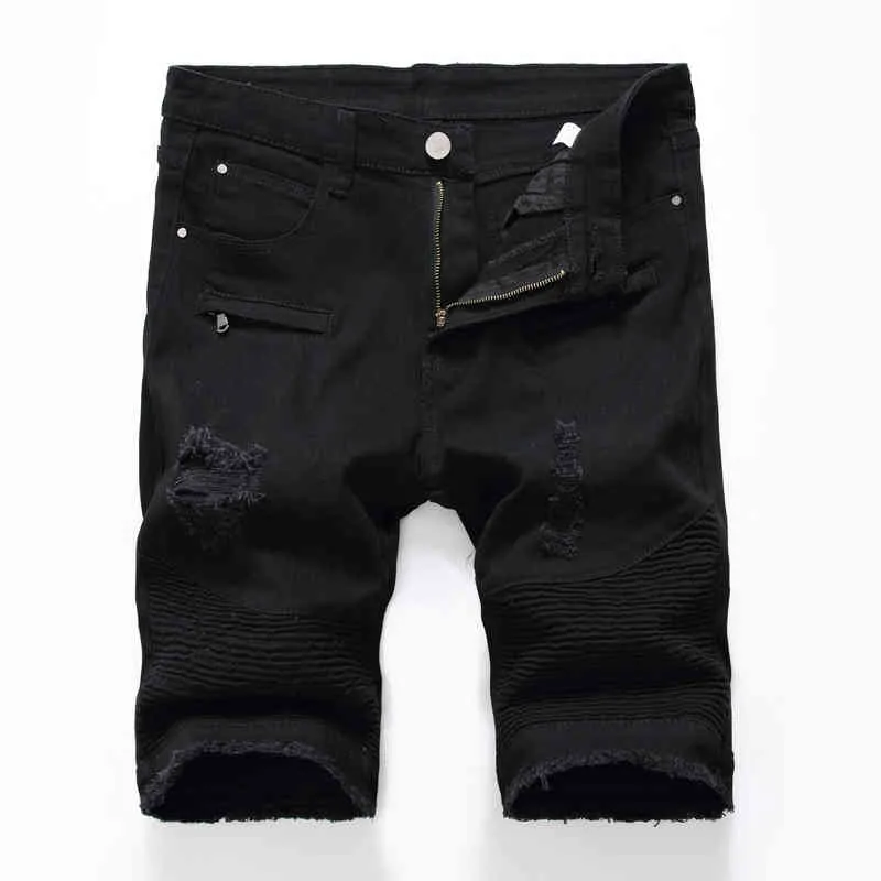 Neue Beand Sommer Männer Ripped Biker Jeans Shorts Weiß Moto Denim Shorts Für Männliche Multi Große Taschen Marke Designer Plus größe 28-40 W220214