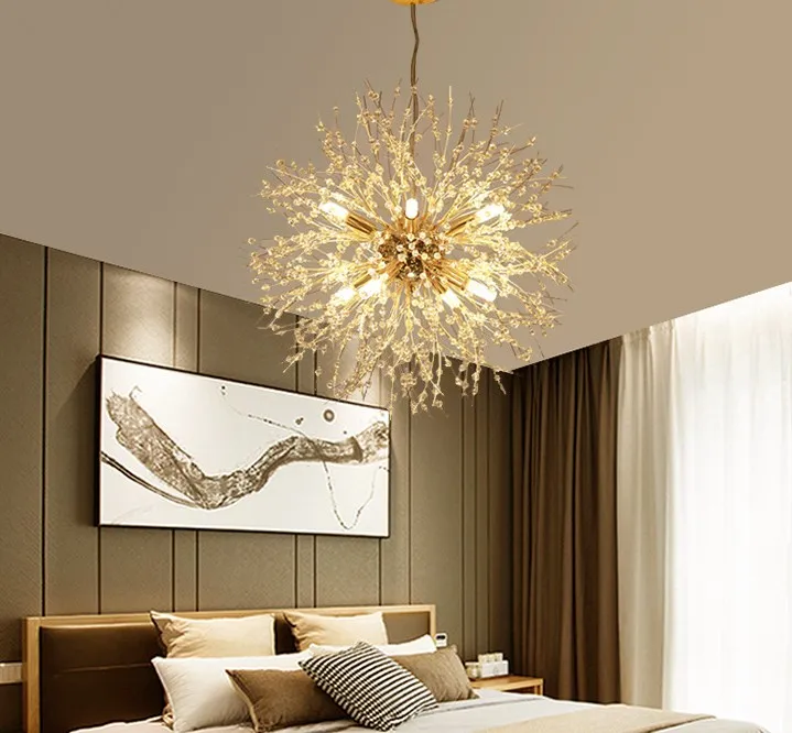 Современная хрустальная светодиодная люстра с одуванчиком, освещение, подвесной светильник для гостиной, столовой, украшения дома, подвесной светильник227d