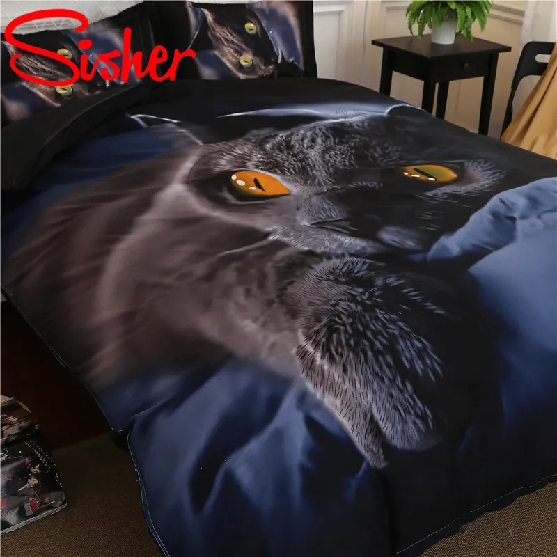 Sisher-Adult-Duvet-Cover-Set-3D-Printed-Animal-Cat-Comforter-4pcs-Bedding-Sets-King-Size-Single (2)