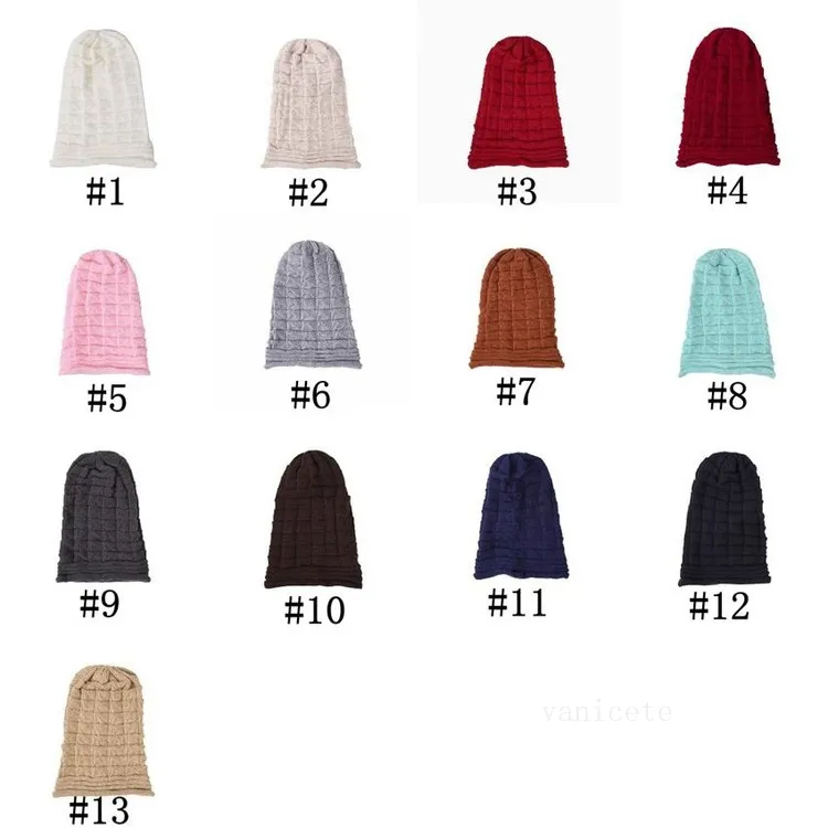 13 Renkler Kafatası Şapka Pileli Flanşlı Kazak Kasketleri Kayak Yün Örme Şapka Güz Kış Açık Unisex T2I53329
