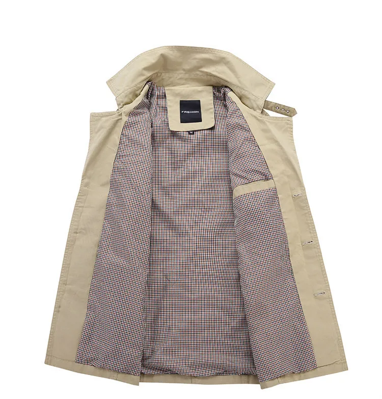 Marque mâle pardessus longue veste manteau hommes trench-coat pour hommes trench-coat coupe-vent vêtements d'extérieur en tissu de coton 201120