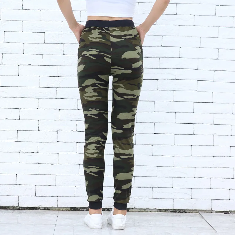 Camo Drukuj Sznurek Legginsy Kobiety Skinny Legginsy Moda Athleisure Legging Femme Mujer Loose Calca Kobieta Wysoka Talii Pocket 201203