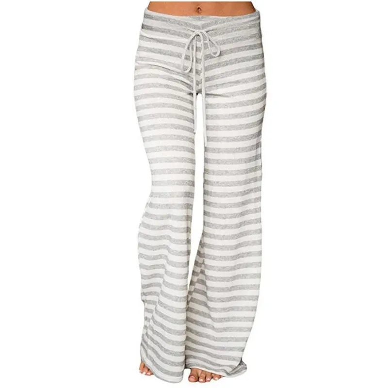 Kvinnor Bomull Pyjamas Sleepwear Nightwear Loungewear HomeWear Full Length Sova Bottoms Striped Ladies Kläder LJ200822