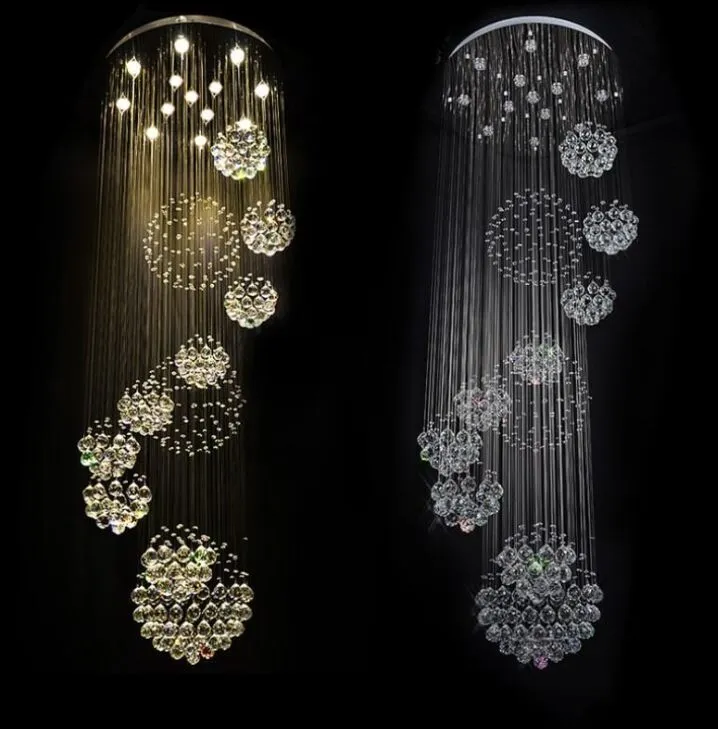 Lampadario moderno grande lampada di cristallo scale scale hall foyer lampada da soffitto a spirale lunga lustre scala a incasso2639