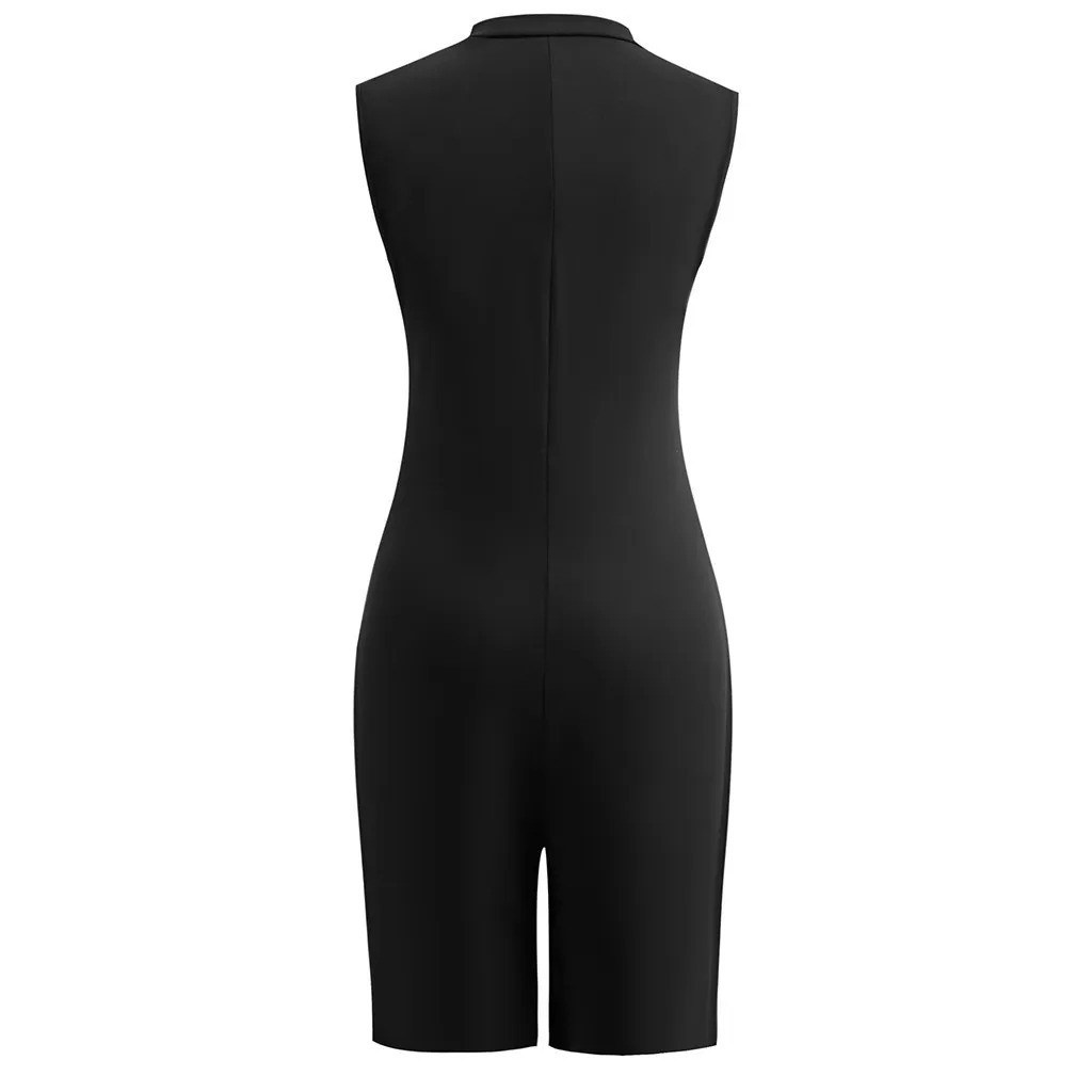 Womail Summer Women Solid O-Neck Sexig Ärmlös Zipper Playsuit Clubwear Jumpsuit för Kvinnor Party Rompers Mar 5 T200704