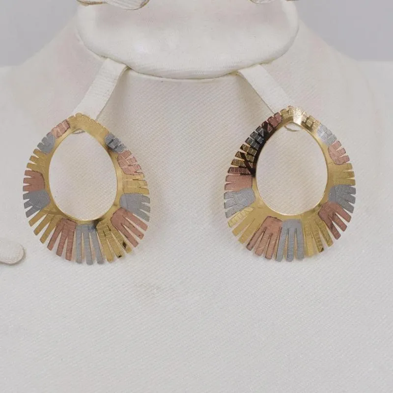 Серьги, ожерелье, высококачественные золотые комплекты ювелирных изделий из Дубая, 3 цвета, серьги и кулон для мадам, вечерние подарки, африканские женские комплекты 291h