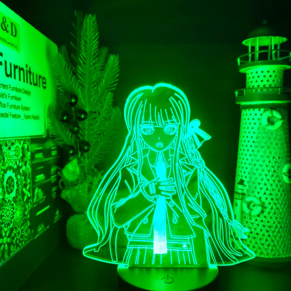 Danganronpa kirigiri kyouko 3d anime lamp inline led led color changing lightlights lampara for Xmas Gift225U