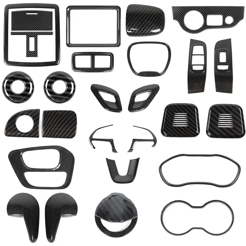 Kit de décoration intérieure ABS garniture décoration en Fiber de carbone pour Dodge challenger UP accessoires intérieurs automatiques